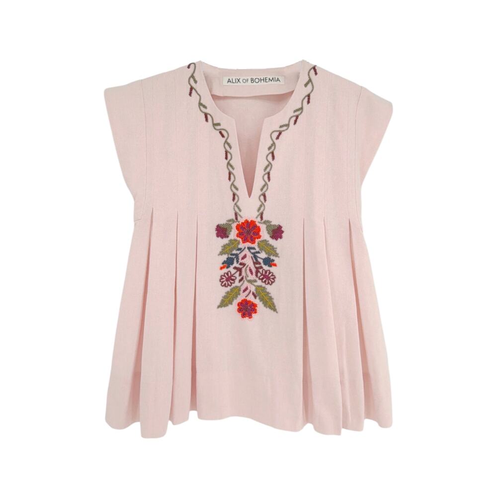 ALIX of BOHEMIA Nadine Heirloom Flora Top in Light Pink S